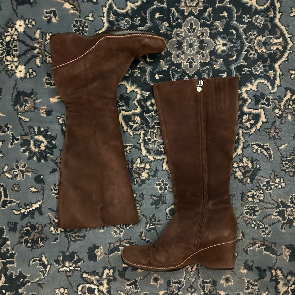 Thrifted knee high suede boots